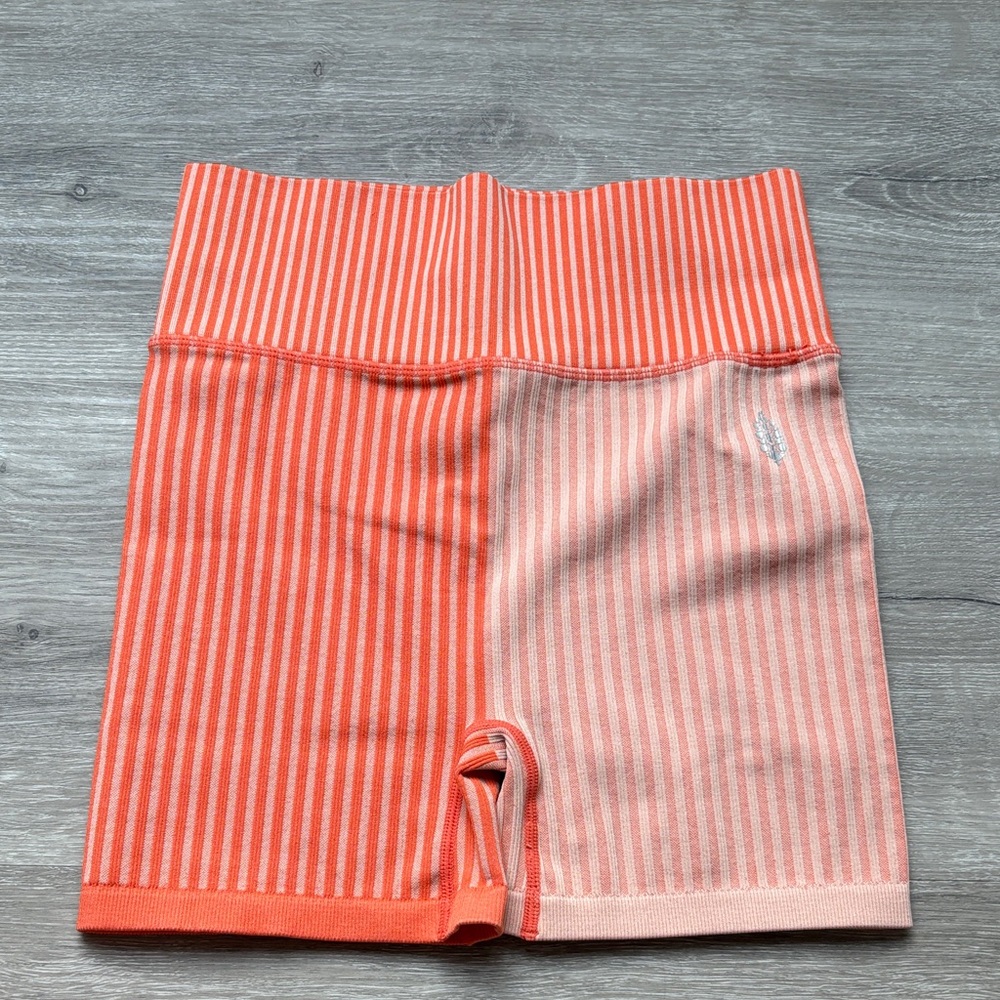 Striped Orange and Pink Bike Shorts